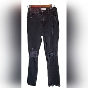 Abercrombie & Fitch The 90's Straight Ultra High Rise distressed denim